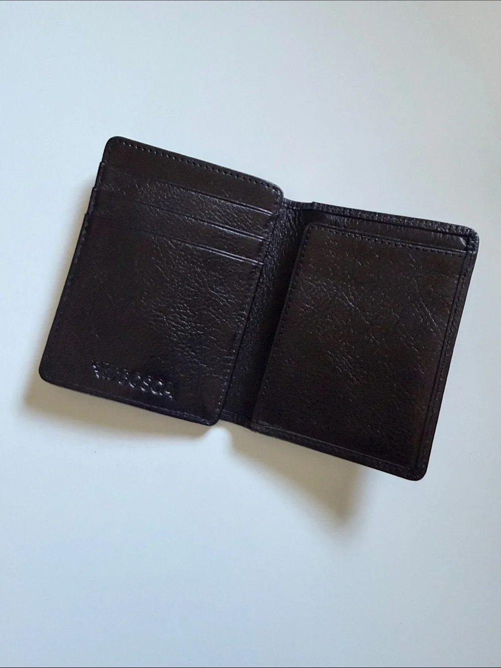 Bosca Black Leather Money Clip Card Holder